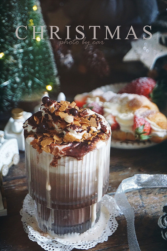 Christmas hot drink is fragile a snow top chocolate rub card coffee, cafe 42 yuan, oneself make simple petty gain