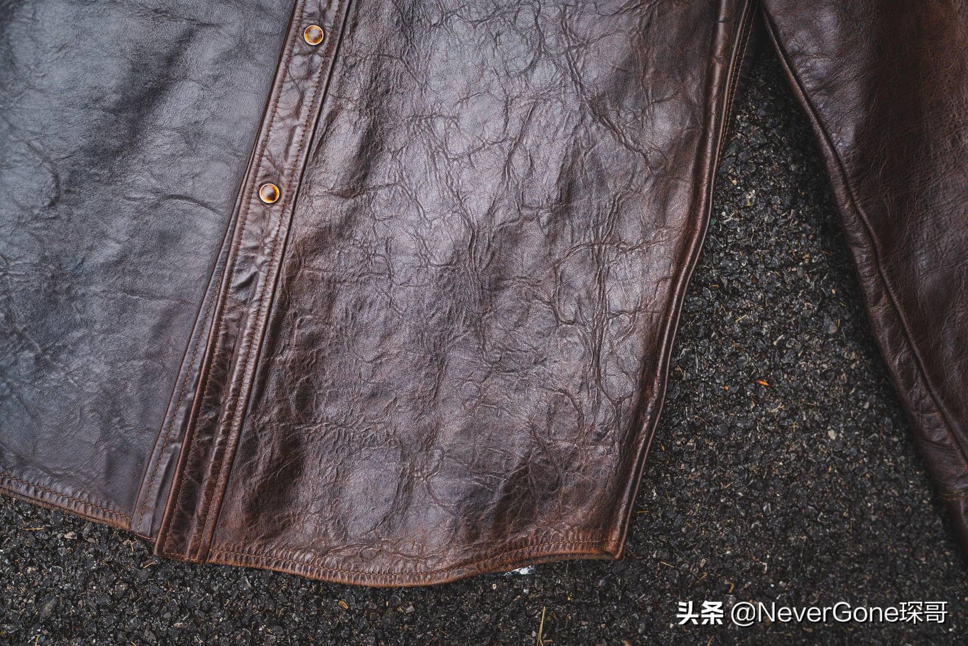 一件咔的一批的衬衣——加州小熊拼色皮衬衣