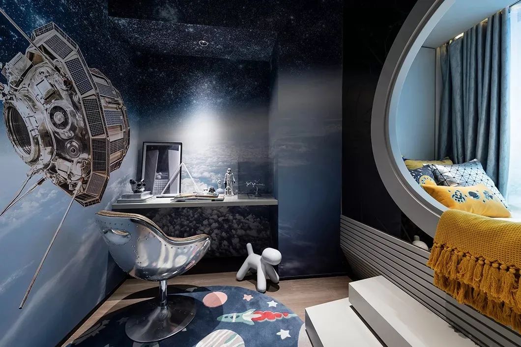 128㎡现代黑白灰，太空主题儿童房，简直是科幻迷的梦乡