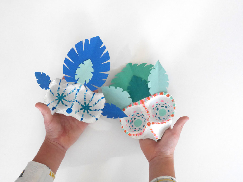 家庭自制儿童艺术品鸡蛋纸托面具
