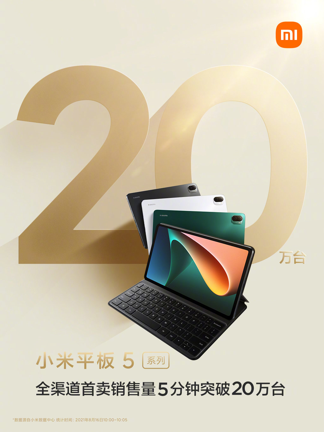 小米平板5系列，5分钟销售20万台