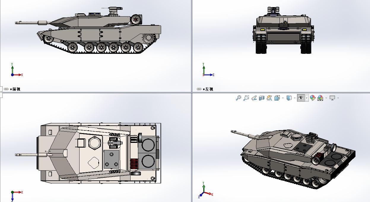 Tank Tempur简易坦克模型3D图纸 Solidworks设计