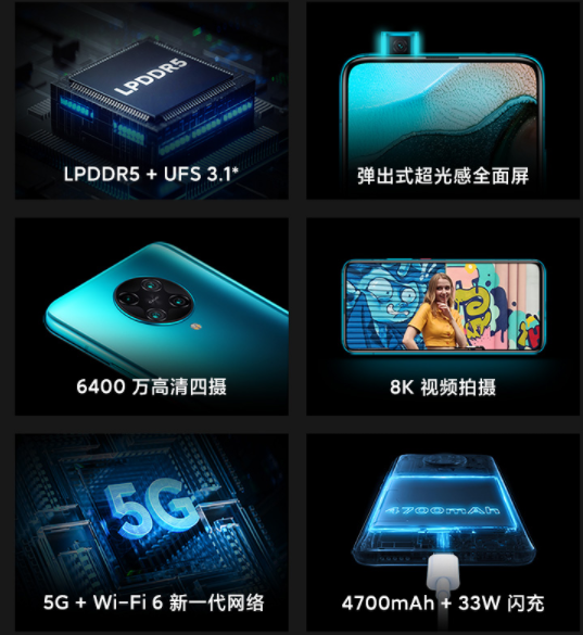 realme X50游戲玩家版高通865 UFS3.1 65W快速充電，紅米noteK30pro確實慌了沒有