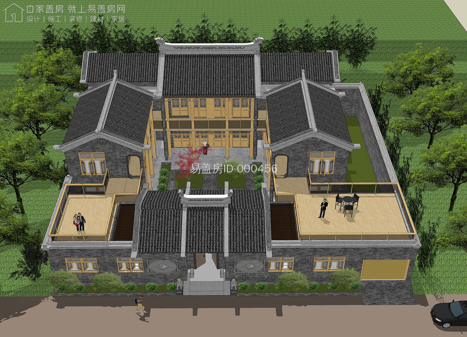 建了不虧的仿古四合院，青磚和木材的使用讓設(shè)計(jì)更為古色古香