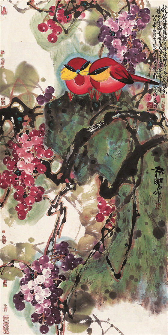 中国当代名家画集—开宗立派，独领风骚！京开现代彩墨花鸟《五》