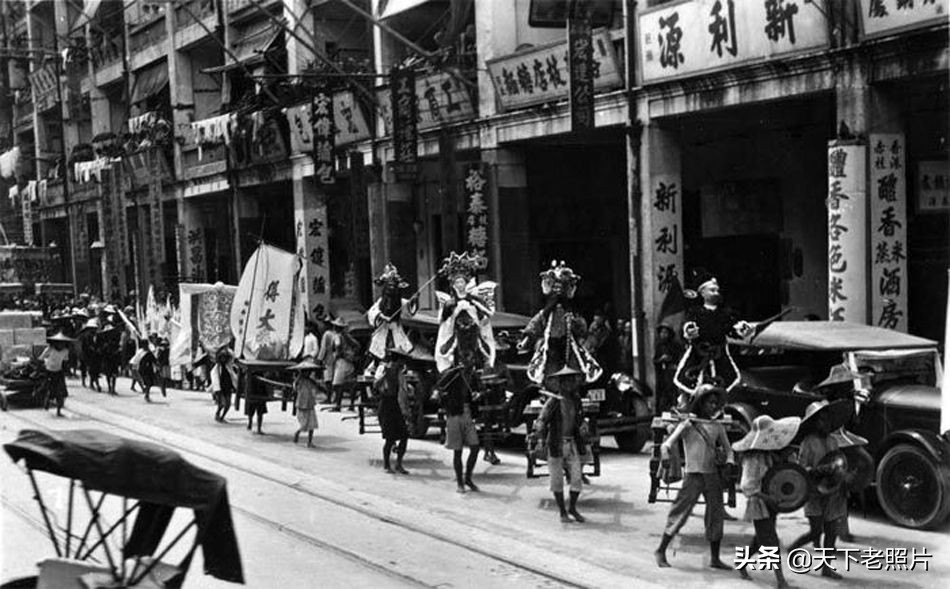 民国时期 香港富贵人家“大出殡”实拍场景照片