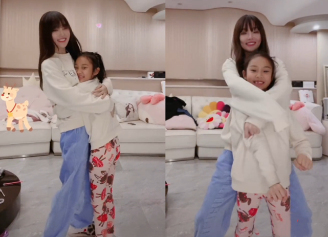 李小璐與女兒同框跳舞，母女穿親子裝像極姐妹花，甜馨越長越漂亮