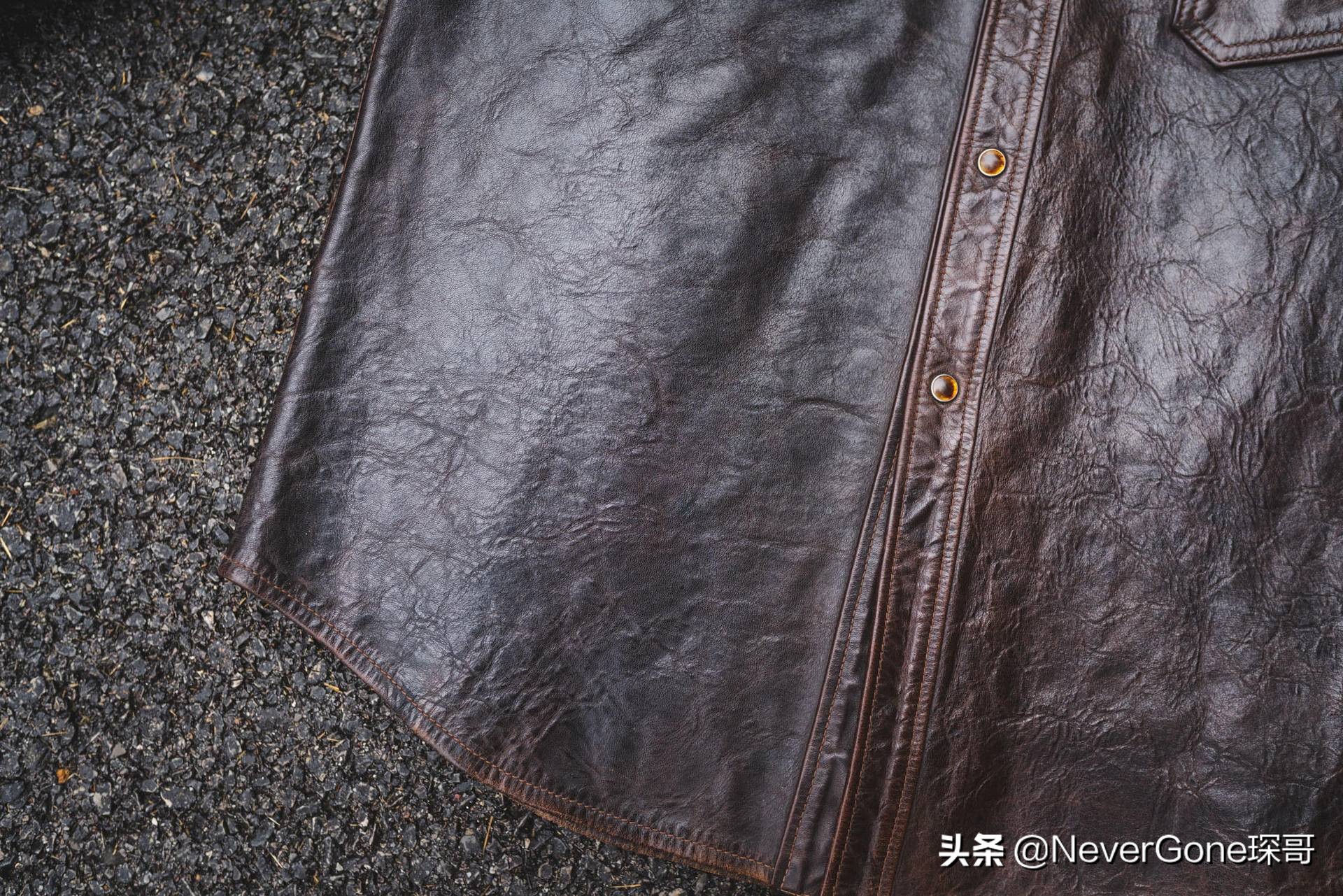 一件咔的一批的衬衣——加州小熊拼色皮衬衣