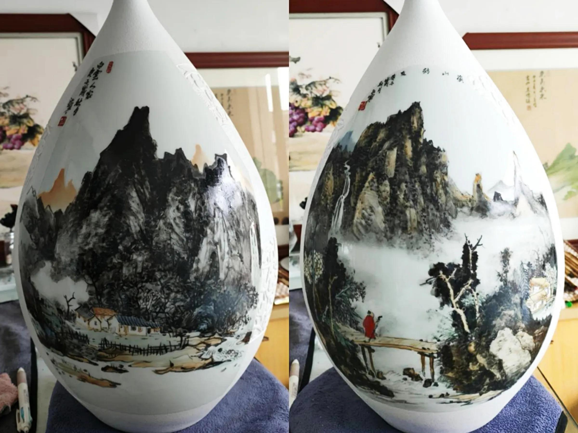 吴江宁大师陶瓷山水画作品赏析