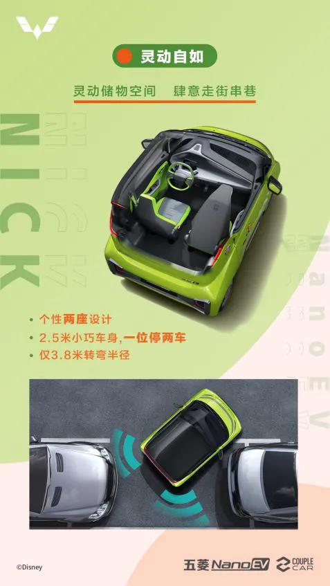 Free Two Go！五菱NanoEV迪士尼疯狂动物城限定款配置曝光