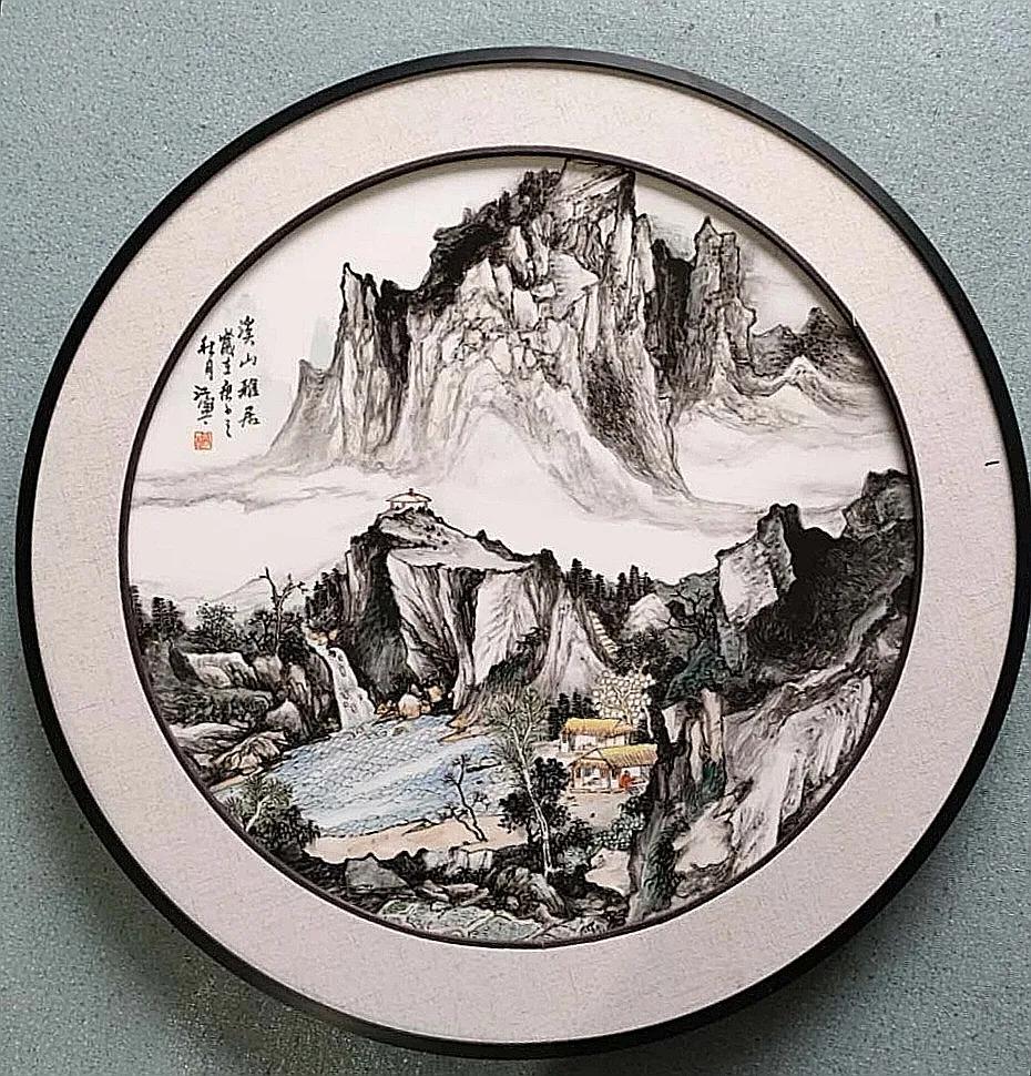 吴江宁大师陶瓷山水画作品赏析