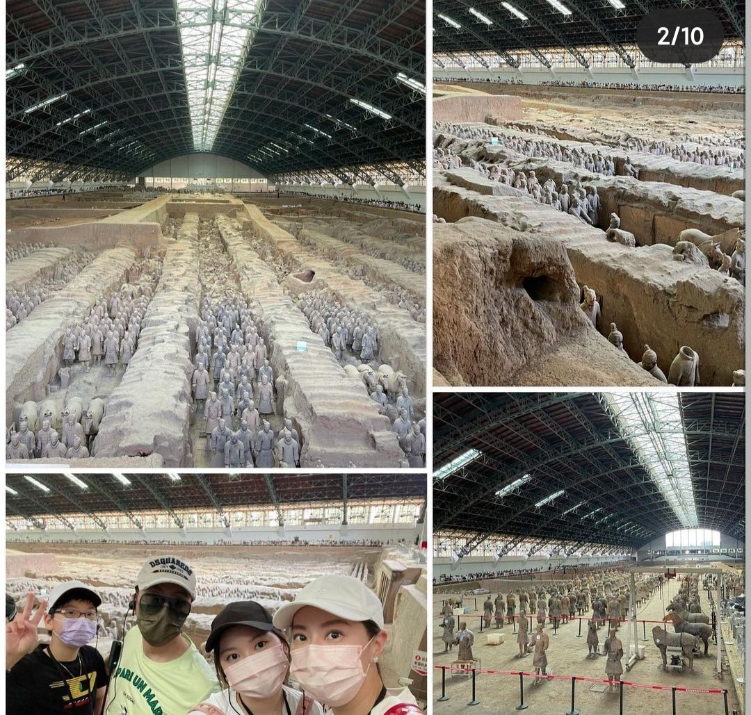 甄子丹全家赴西安旅游，儿女身高快超过爸妈，甄子丹搂妻子拍合照
