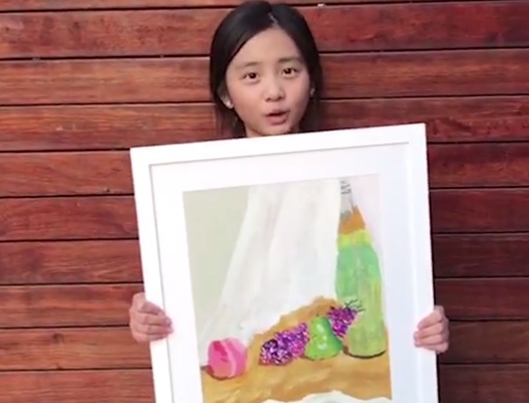 黄磊女儿的绘画天赋高，获得专业画家称赞，色彩搭配很有艺术感