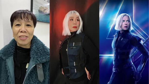 仿妆|祖孙3代仿妆黑寡妇迎妇女节看来寡姐真是深入人心