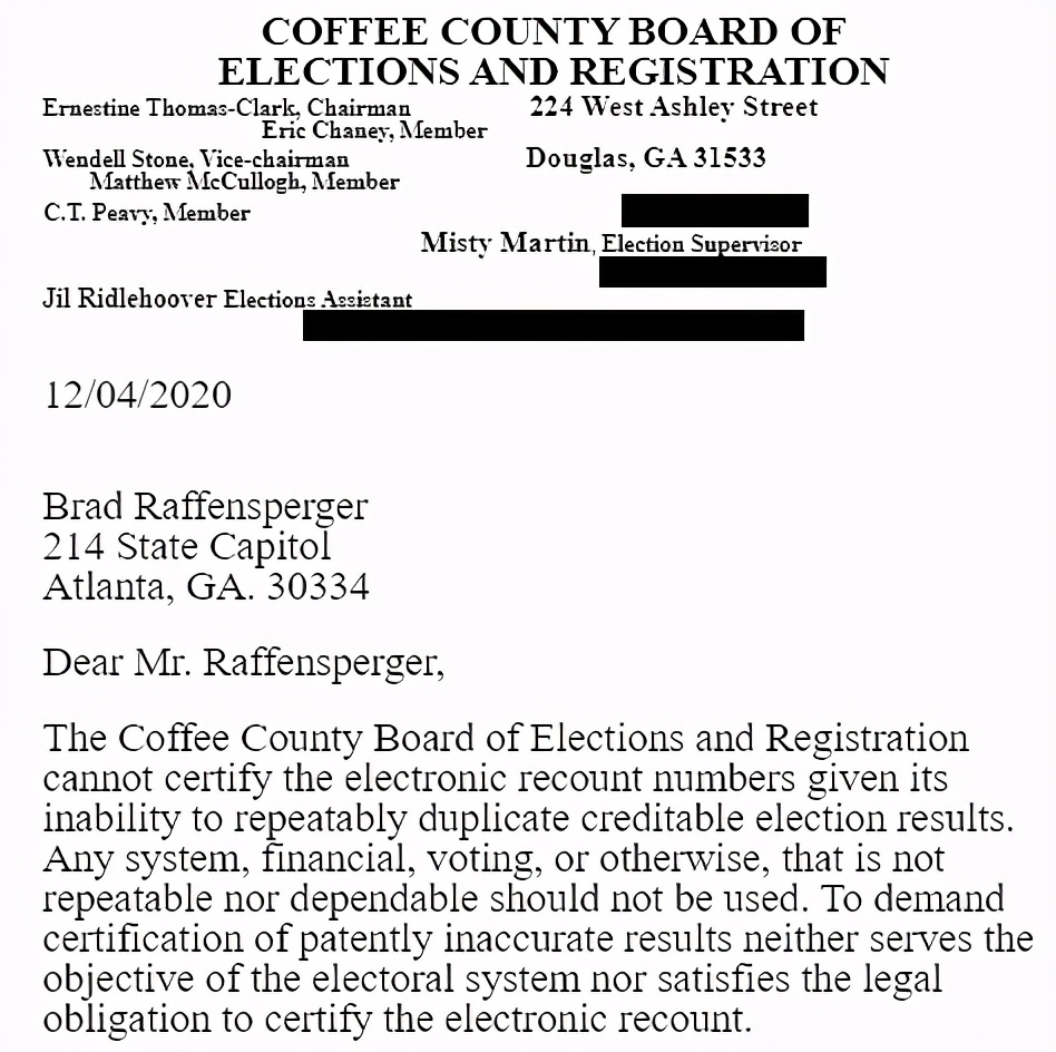 大选还没完事儿！“重新计票计划”在佐治亚州的咖啡县受阻