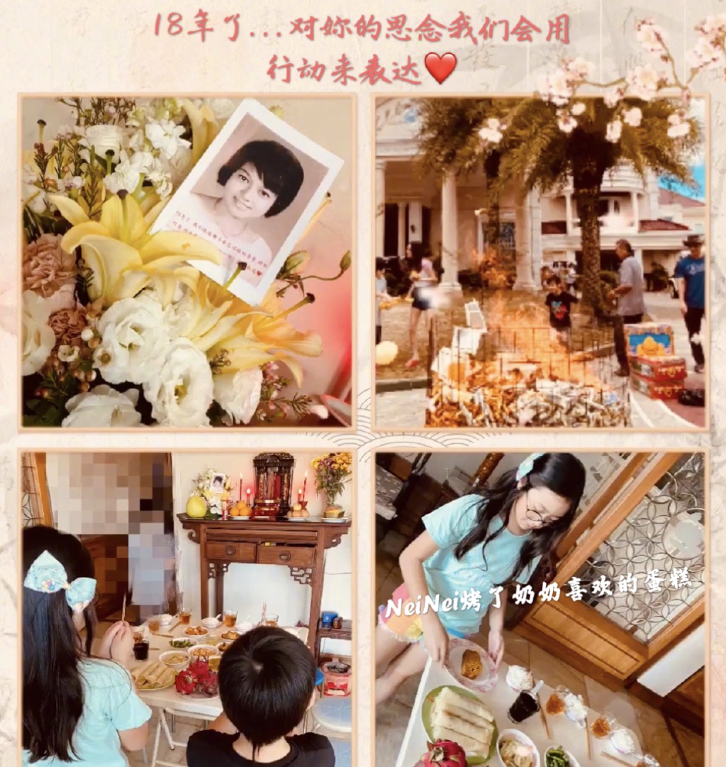 吴尊晒照纪念妈妈离世18周年，带儿女卖衣服做慈善，满满正能量