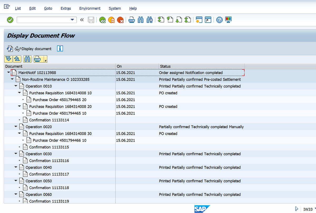 SAP PM 初級系列14 - 維修工單的憑證流