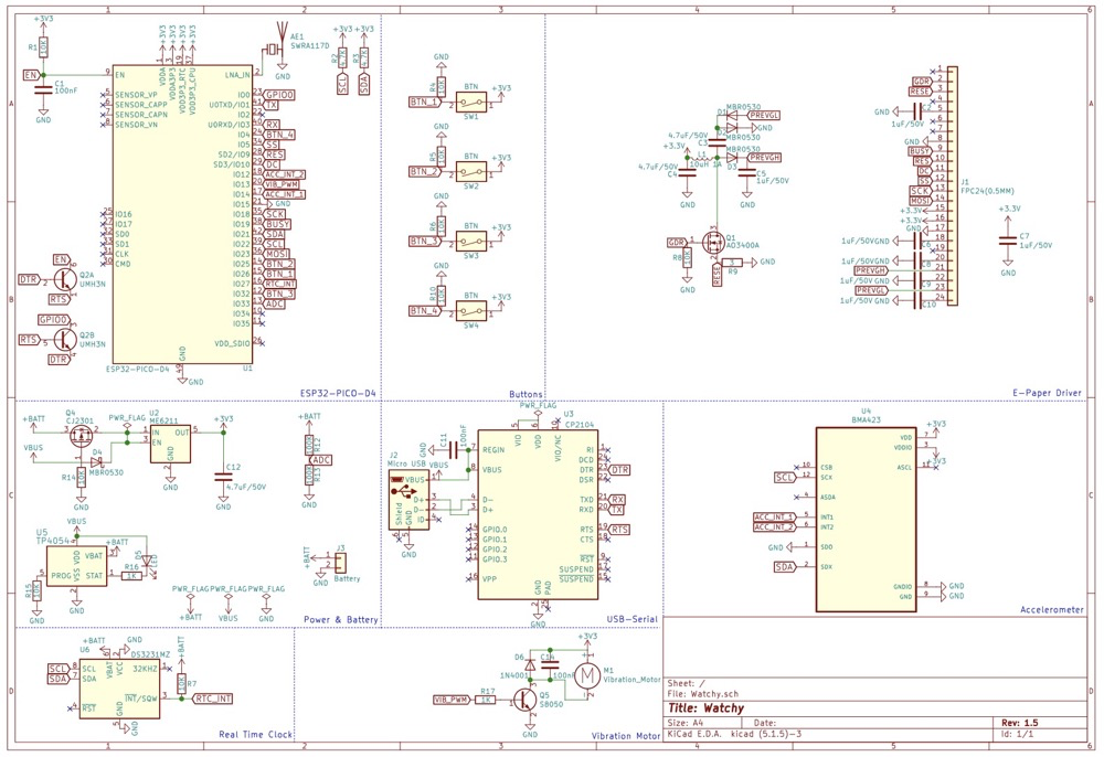 这块DIY墨水屏手表外观可盐可甜，无线蓝牙计步闹钟一应俱全 | 开源