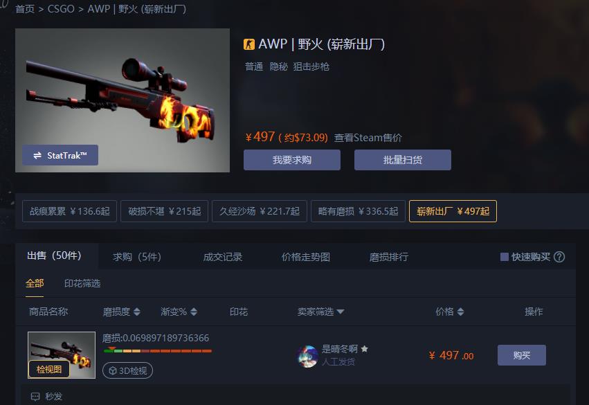 CSGO皮肤推荐——AWP | 野火