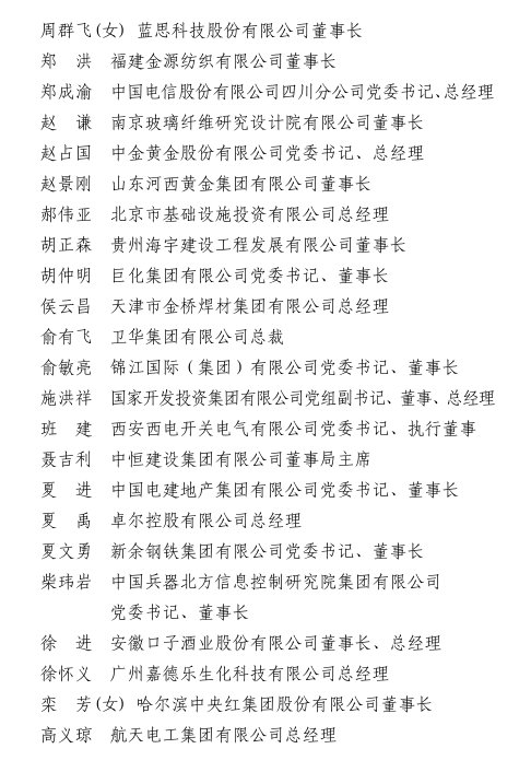 关于表彰2019—2020年度全国优秀企业家的决定（附名单）