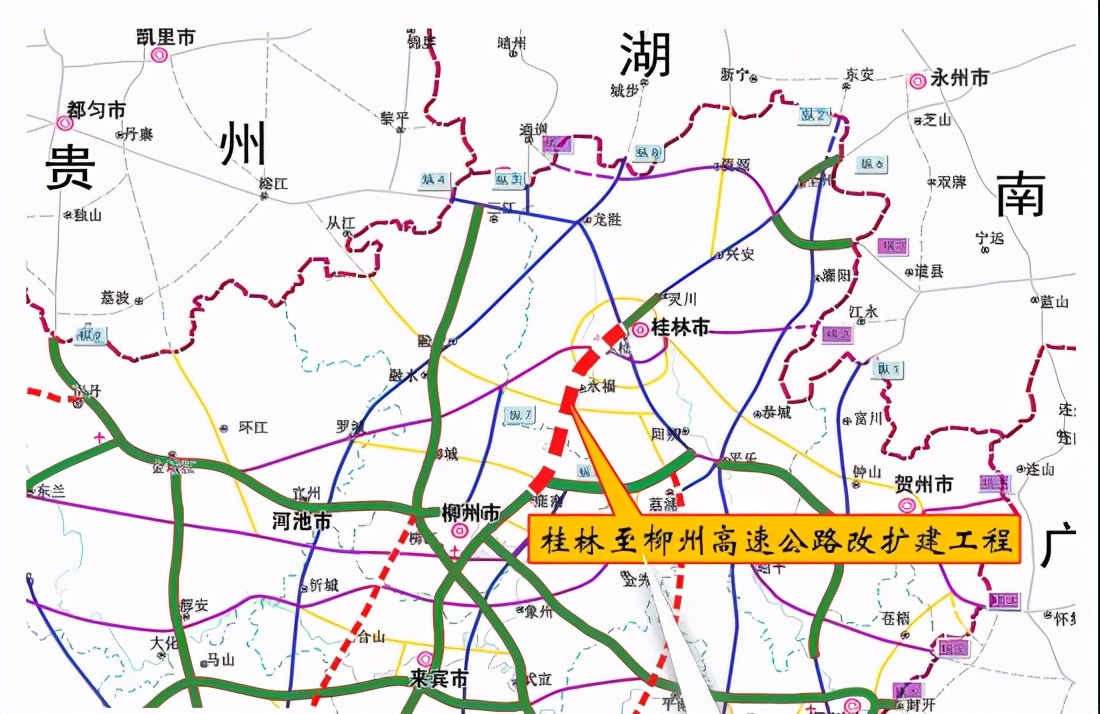 广西第一条高速公路正在扩建中，工期4年，由四车道扩至八车道