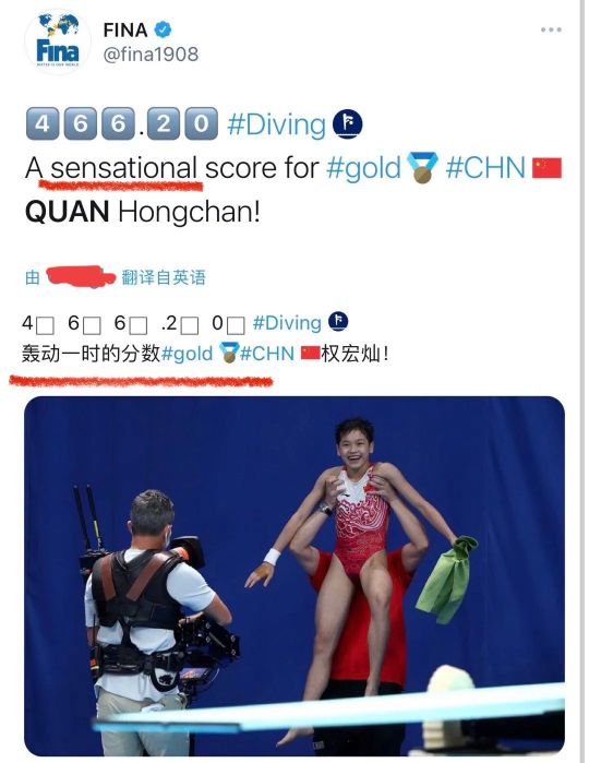 对14岁的全红婵，外媒清一色好评，外国网友用一张图说明她的厉害