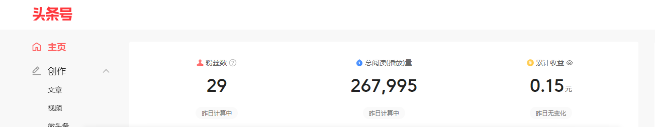 18岁做了自媒体600天30多万播放量收益0.15元