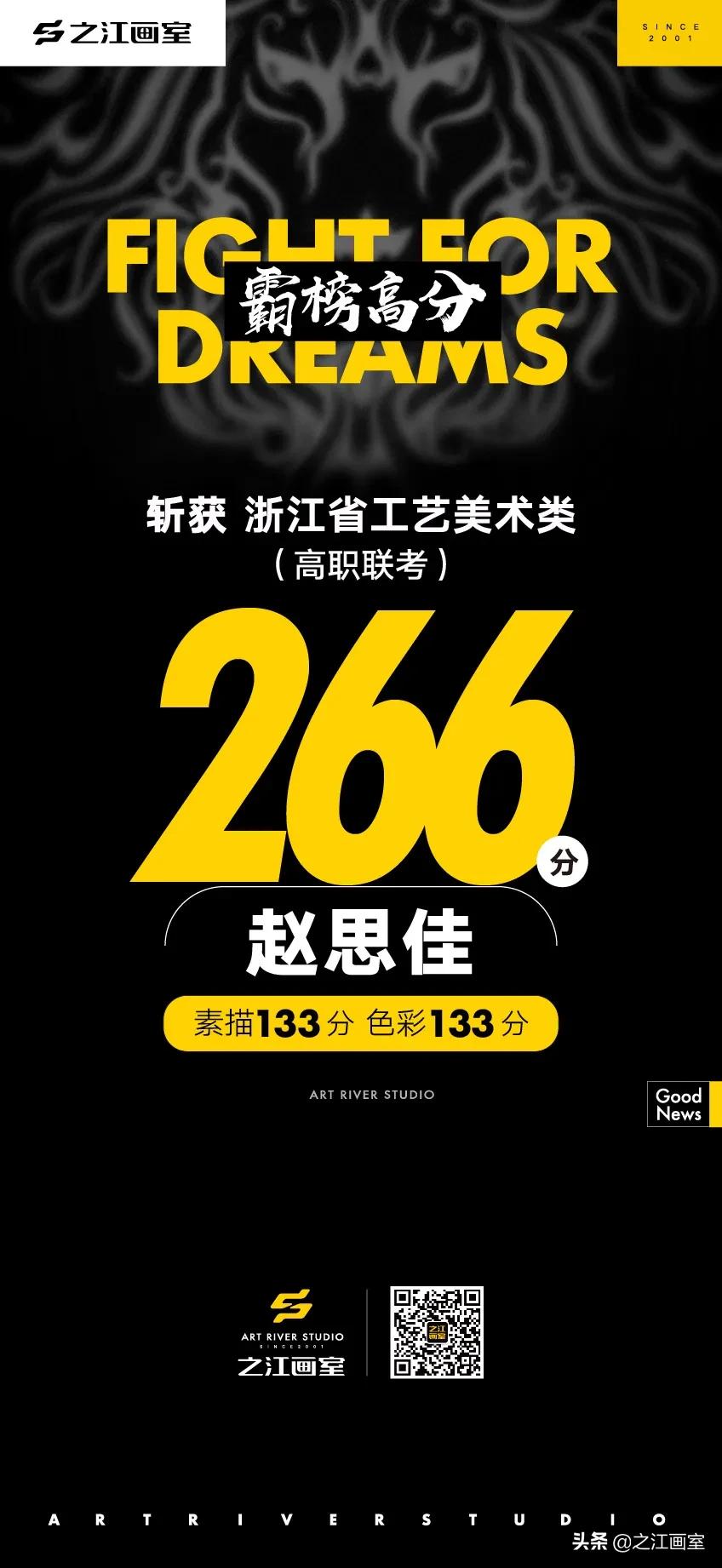 「历史突破，再度大捷！」之江画室高职联考260分以上名单