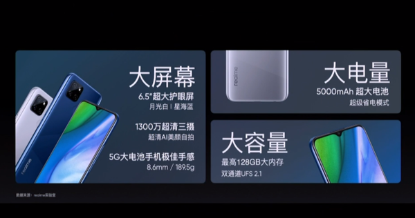 全世界第一款100元5G手机上！realme V3公布，起市场价仅999