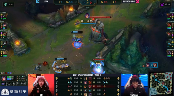 LOL: Doinb crocodilian sheet kills cliff sparrow, LNG of FPX 2-0 beat easily