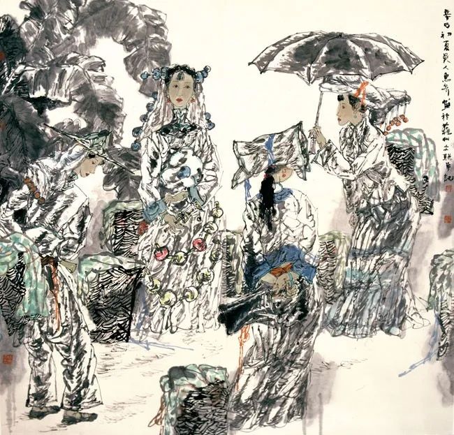 柔美多姿，仪态万方——著名画家徐惠泉以工笔重彩将东方女性的美跃然纸上