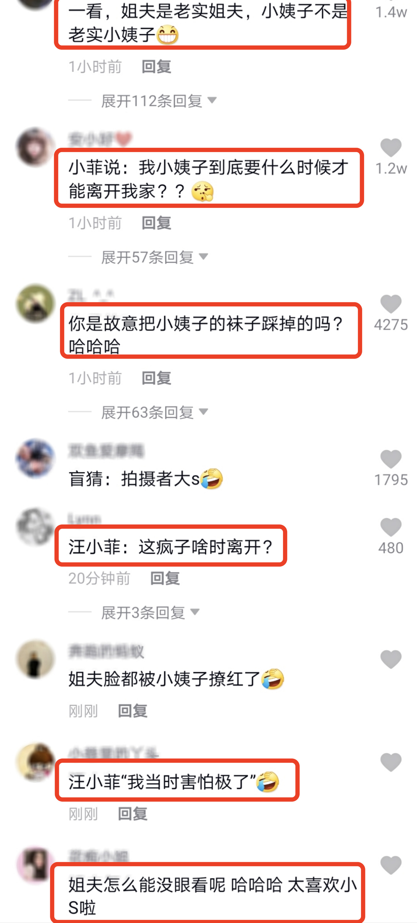 小s在姐夫身前熱舞，頭髮甩到汪小菲臉上，襪子被踩掉仍淡定繼續