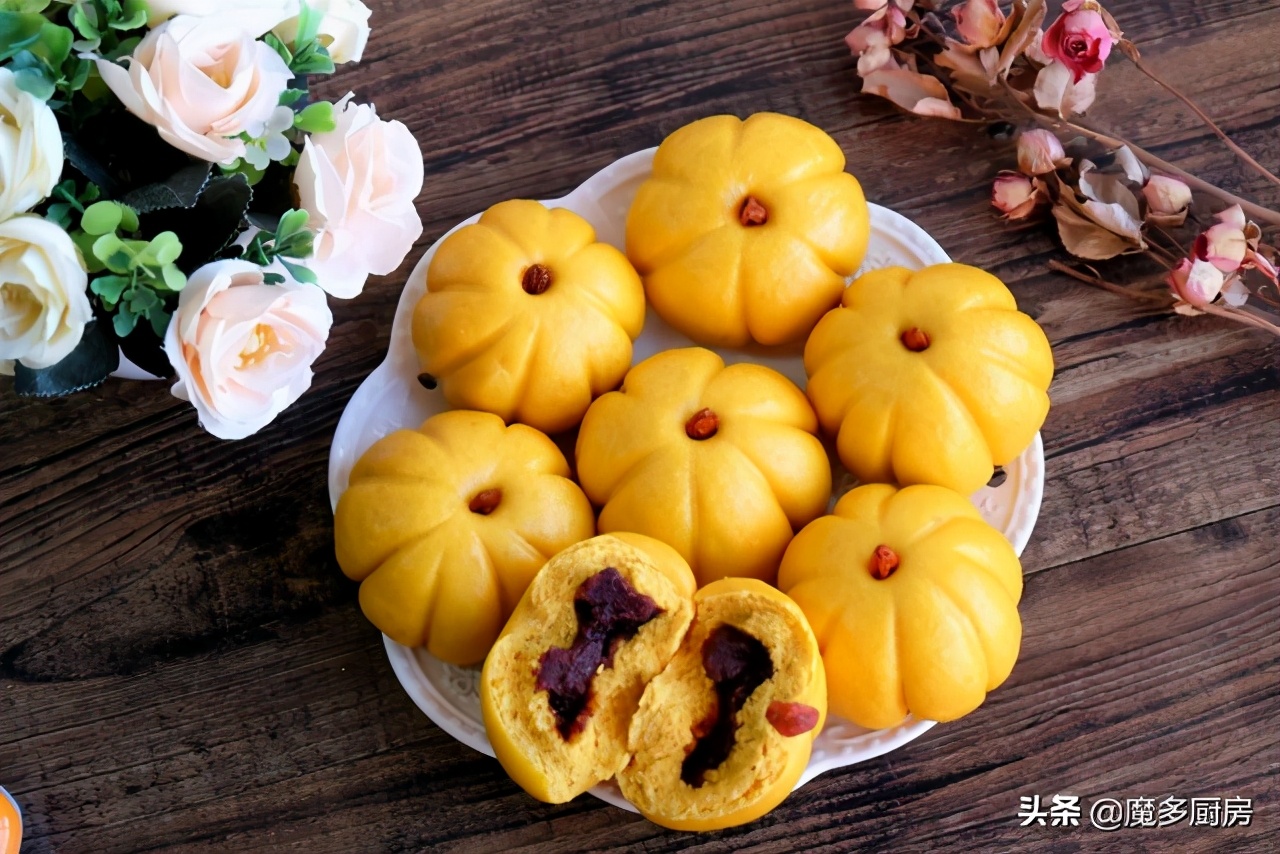 早起一小時，蒸一盤好吃又好看的豆沙包，不放水不加糖，香軟誘人