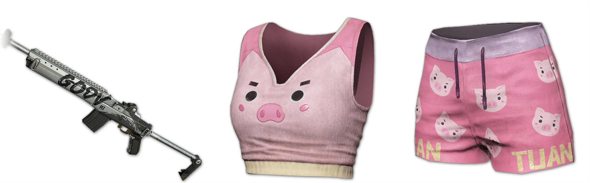 绝地求生主播联名皮肤曝光！团团真的是粉红猪 韦神皮肤被吐槽