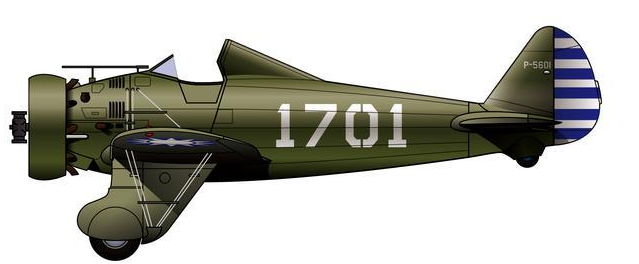 装备P-26美式战斗机的广东空军“白鹰中队”