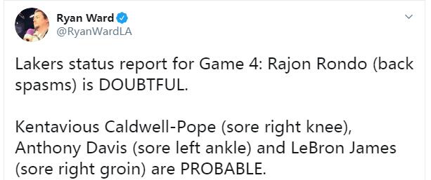 湖人最新傷情出爐！軟豆背部痙攣，Pope遭遇右膝蓋傷病，拓荒者雙槍無礙出戰！-黑特籃球-NBA新聞影音圖片分享社區