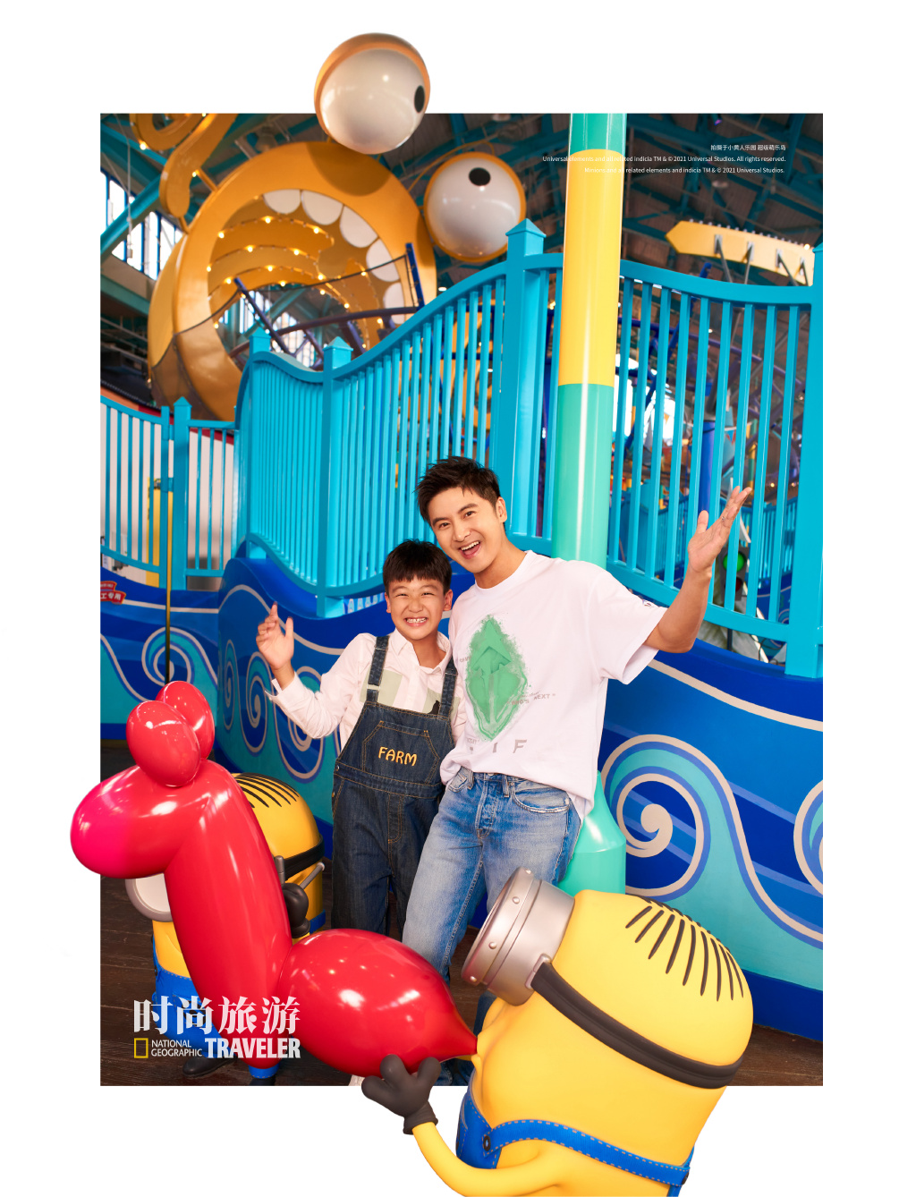 田亮一家四口在环球影城拍大片，气质画风多变，森碟姐弟身高瞩目