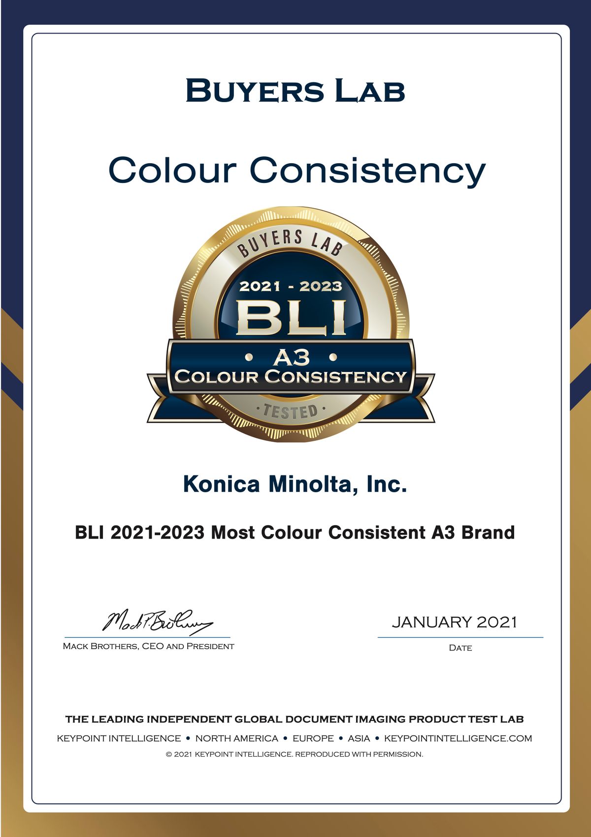 KM获Keypoint Intelligence BLI大奖