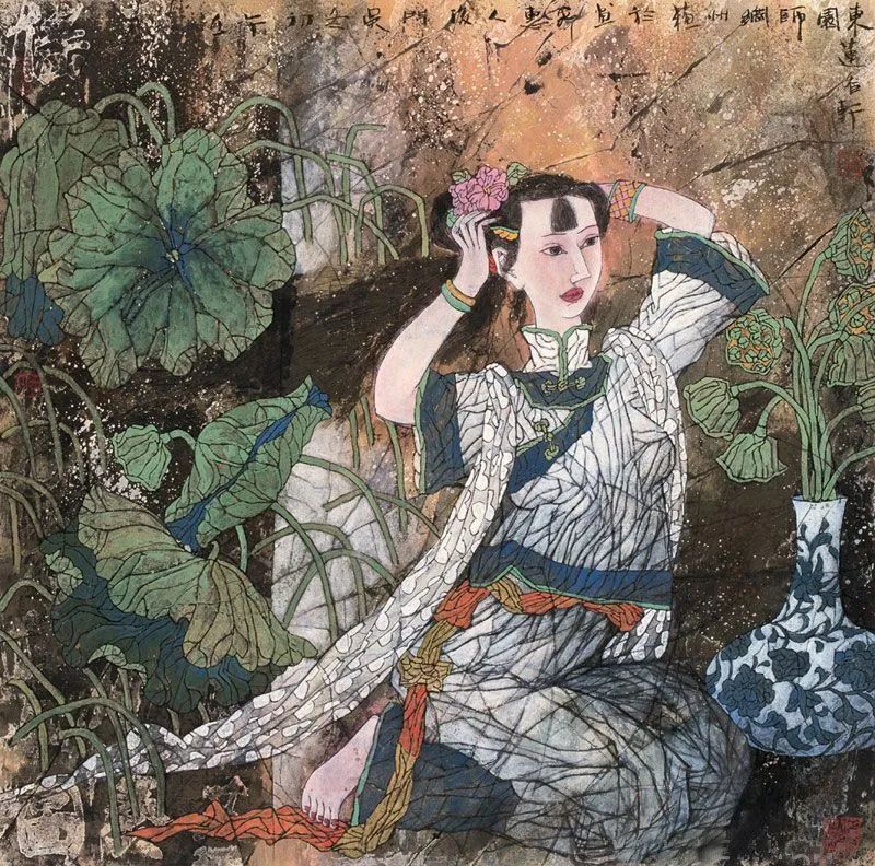 柔美多姿，仪态万方——著名画家徐惠泉以工笔重彩将东方女性的美跃然纸上