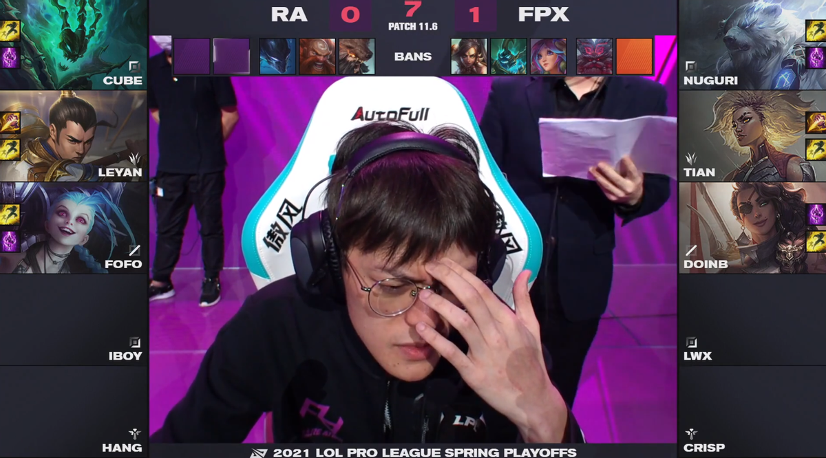 FPX of RA disastrous defeat, iboy is not handed in show outfit cup to send lose the race! Was Fofo shut oneself? 