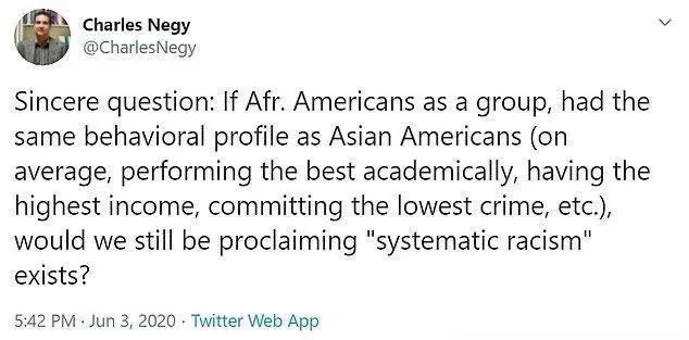 美国教授再出狂言,如果黑人如果像亚裔一样,