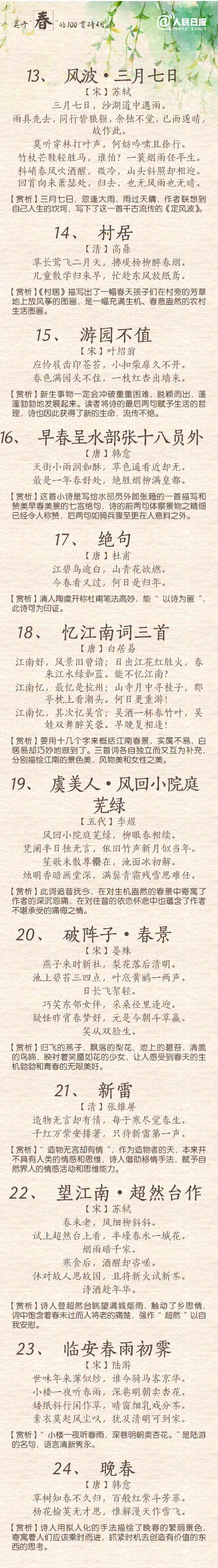 人民日报：100首关于春的诗词，你都读过吗？-第2张图片-非凡网