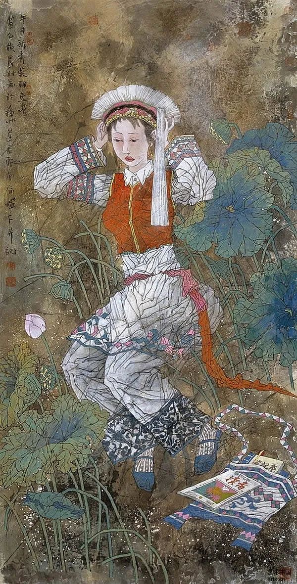 柔美多姿，仪态万方——著名画家徐惠泉以工笔重彩将东方女性的美跃然纸上