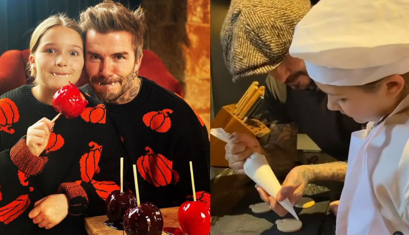 贝克汉姆9岁女儿秀厨艺，身材圆润又胖了一圈，口中牙齿参差不齐