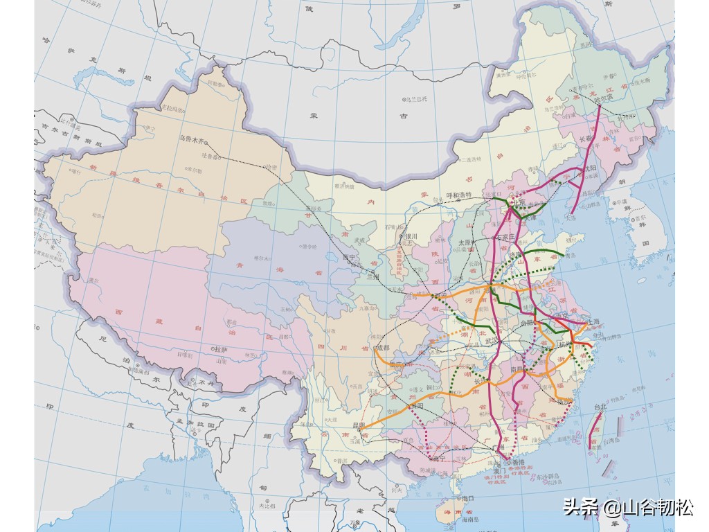 我国时速300km/h以上的高铁分布图，你在的城市有几条？