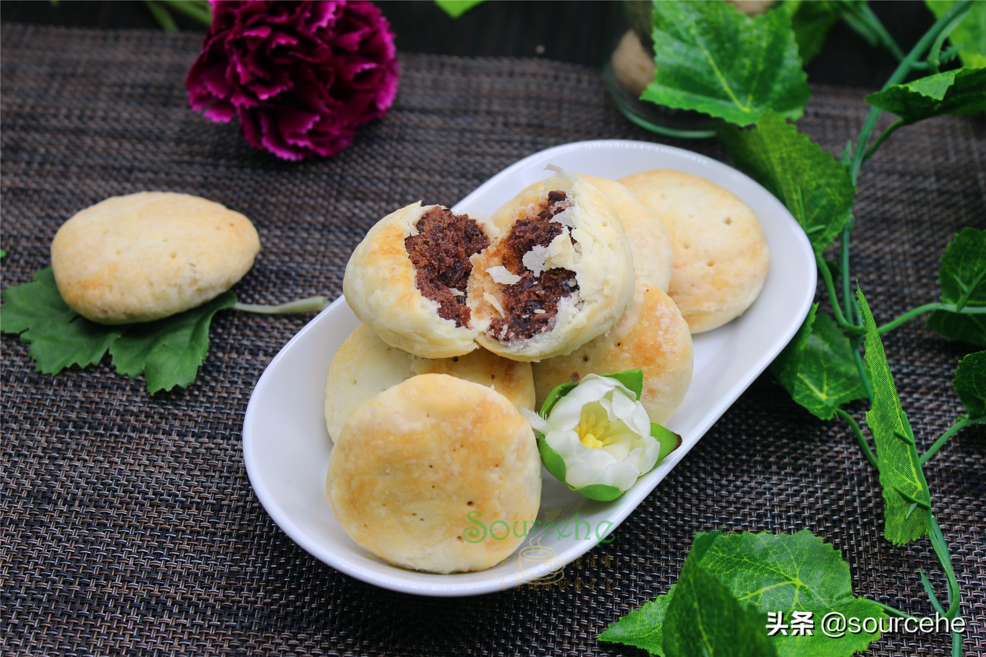 過年了，餅乾別買，教你做紅豆酥餅，酥脆可口，好看又健康