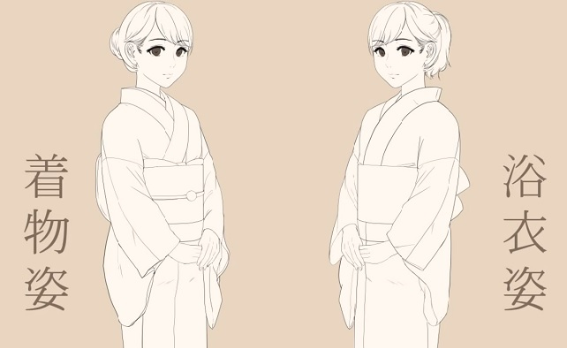 日系少女浴衣的画法教学教你绘制浴衣与和服的画法区别
