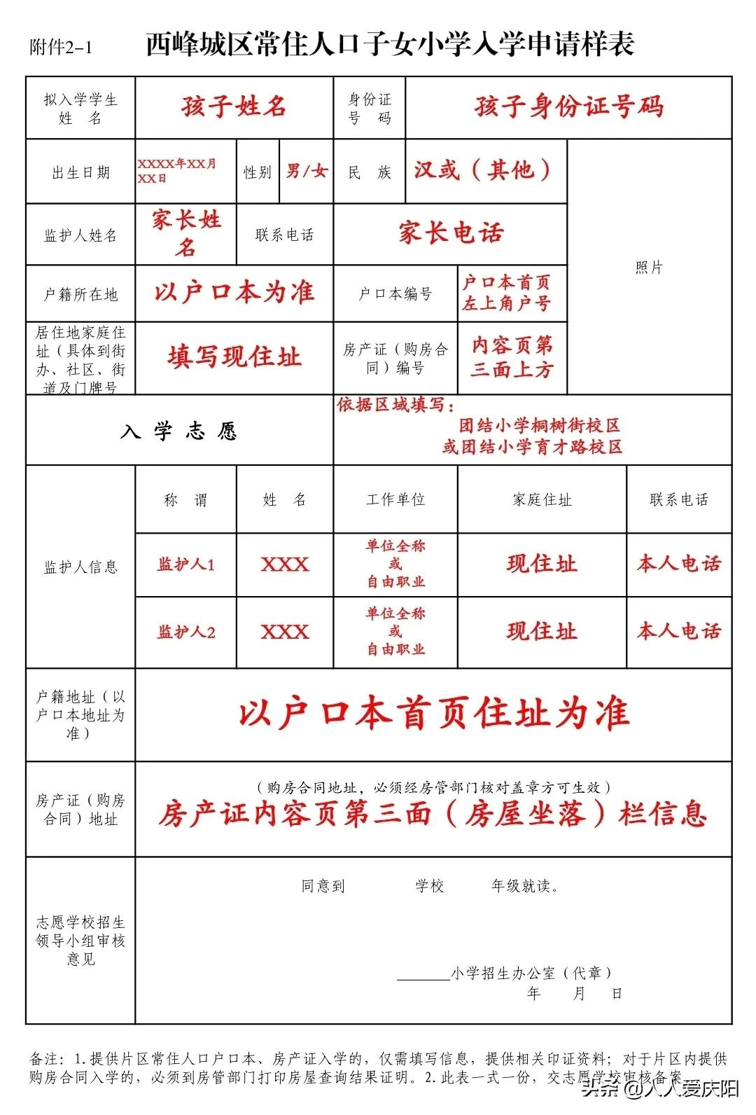 庆阳西峰区团结小学2021年一年级招生公告(图2)