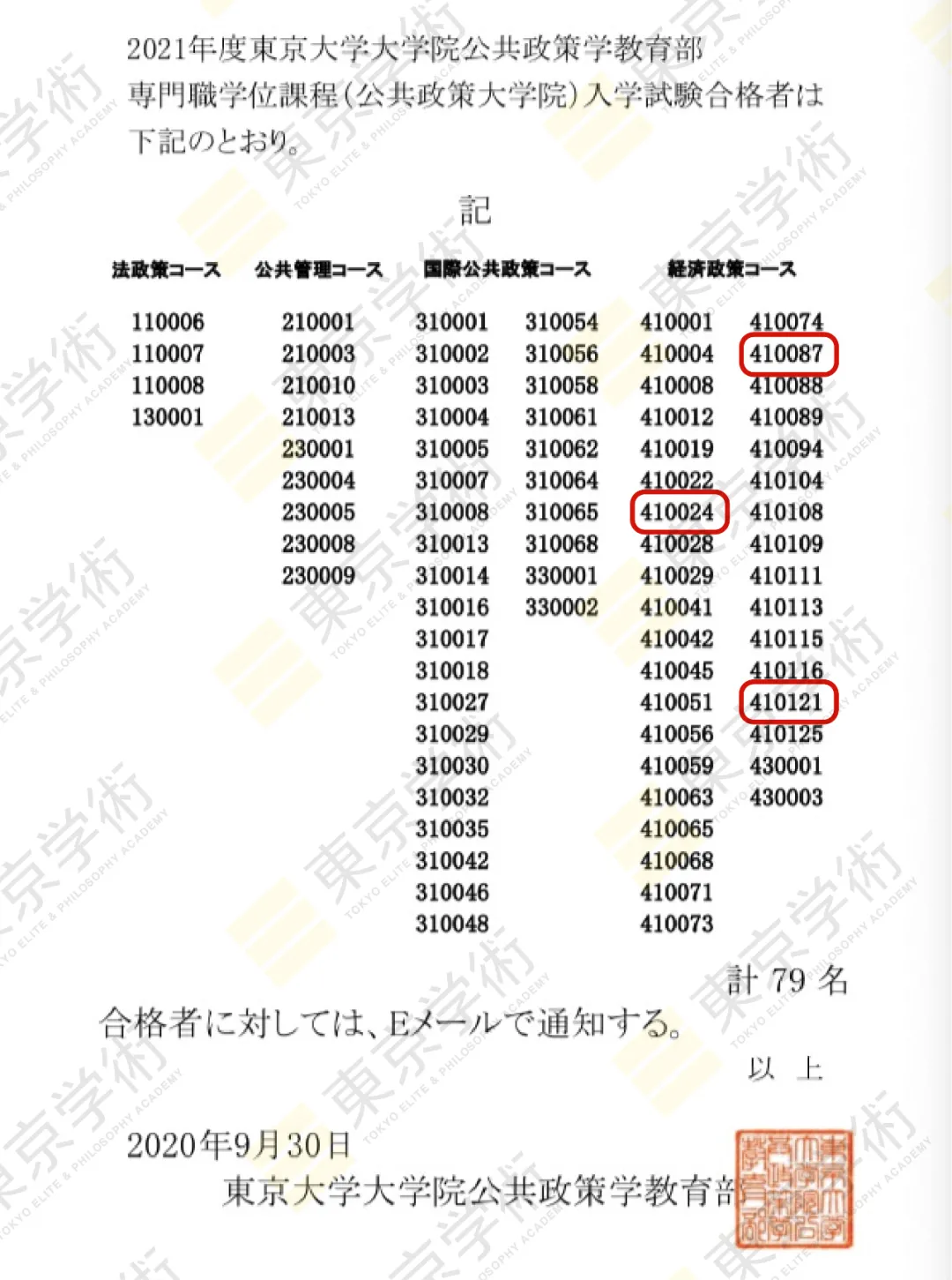 日本留学：恭喜东京学术3位学员合格东京大学公共政策大学院