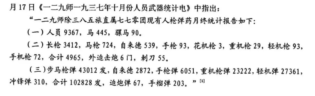 1937年全面抗战爆发时，八路军129师有多少兵力和武器？